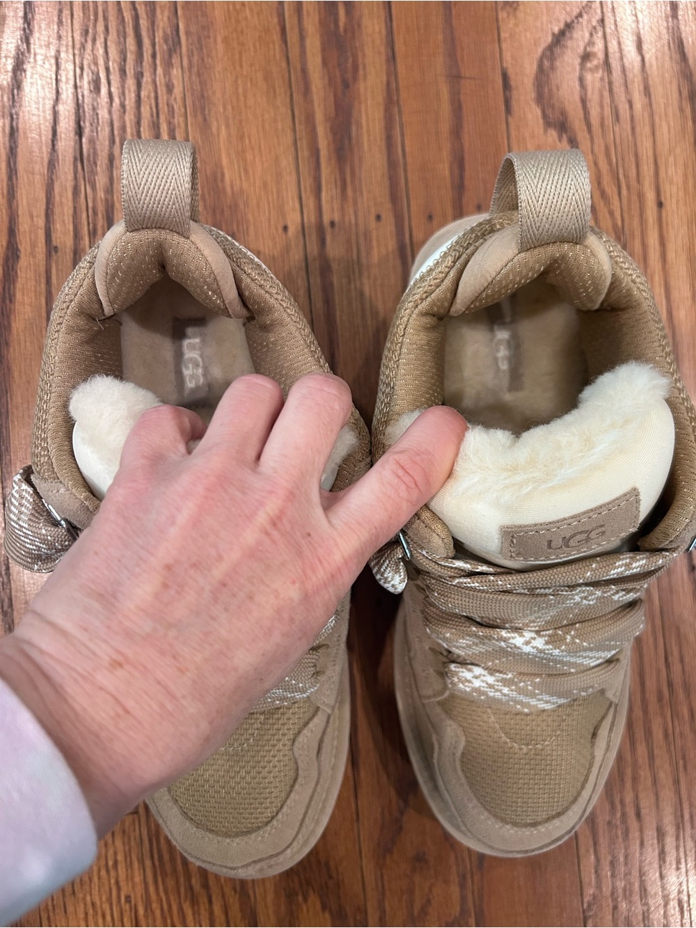 NEW! UGG Lowmel Tan Suede Platform Lace-Up Sneaker - 8 - Picture 12 of 13